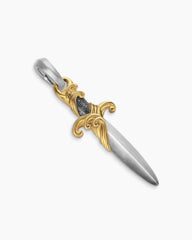 Waves Dagger Amulet in Sterling Silver with 18K Yellow Gold, 31mm