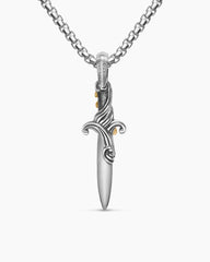 Waves Dagger Amulet in Sterling Silver with 18K Yellow Gold, 31mm