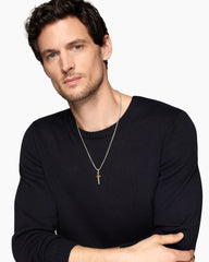 Waves Dagger Amulet in Sterling Silver with 18K Yellow Gold, 31mm