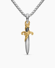 Waves Dagger Amulet in Sterling Silver with 18K Yellow Gold, 31mm