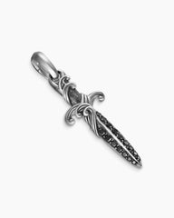 Waves Dagger Amulet in Sterling Silver with Black Diamonds, 31mm