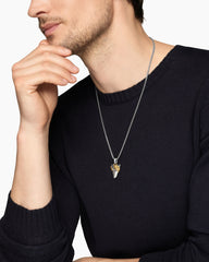 Waves Shark Tooth Amulet in Sterling Silver with 18K Yellow Gold, 25mm