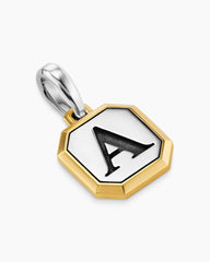 A Initial Amulet in Sterling Silver with 14K Yellow Gold, 17mm