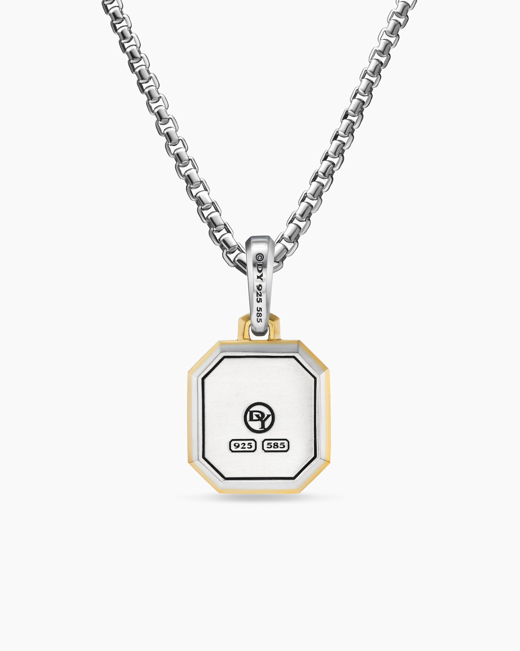 A Initial Amulet in Sterling Silver with 14K Yellow Gold, 17mm