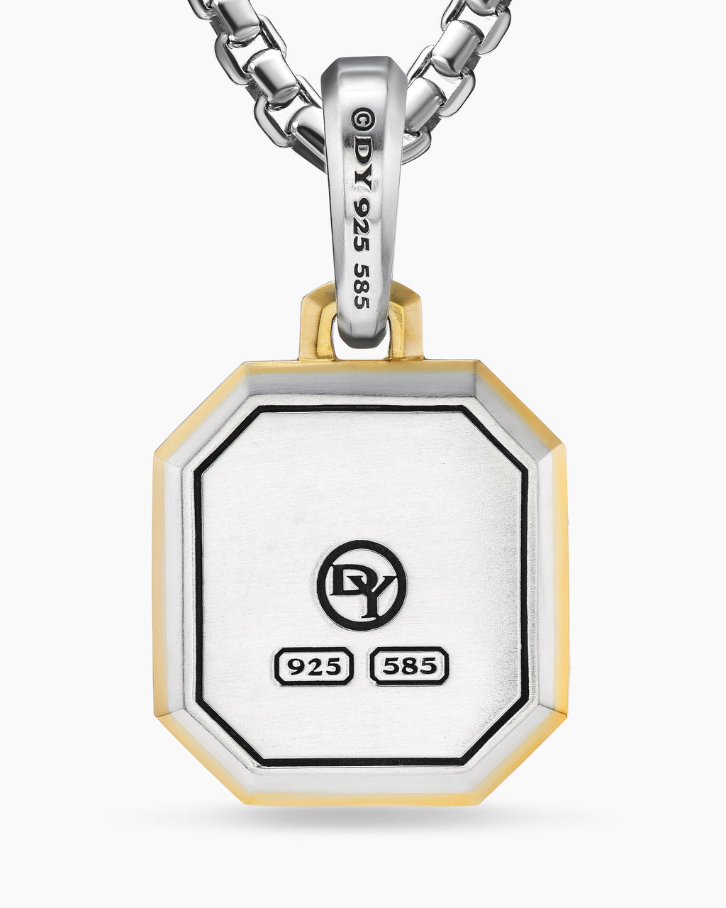 A Initial Amulet in Sterling Silver with 14K Yellow Gold, 17mm