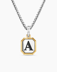 A Initial Amulet in Sterling Silver with 14K Yellow Gold, 17mm