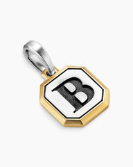 B Initial Amulet in Sterling Silver with 14K Yellow Gold, 17mm