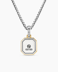 B Initial Amulet in Sterling Silver with 14K Yellow Gold, 17mm