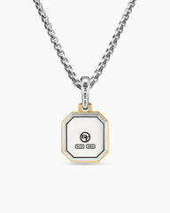 E Initial Amulet in Sterling Silver with 14K Yellow Gold, 17mm