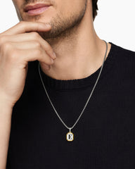 E Initial Amulet in Sterling Silver with 14K Yellow Gold, 17mm