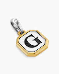 G Initial Amulet in Sterling Silver with 14K Yellow Gold, 17mm