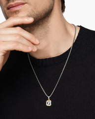 G Initial Amulet in Sterling Silver with 14K Yellow Gold, 17mm