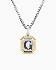G Initial Amulet in Sterling Silver with 14K Yellow Gold, 17mm