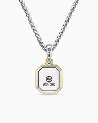 H Initial Amulet in Sterling Silver with 14K Yellow Gold, 17mm