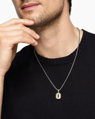 I Initial Amulet in Sterling Silver with 14K Yellow Gold, 17mm