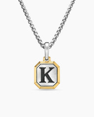 K Initial Amulet in Sterling Silver with 14K Yellow Gold, 17mm