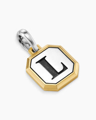 L Initial Amulet in Sterling Silver with 14K Yellow Gold, 17mm