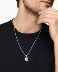 M Initial Amulet in Sterling Silver with 14K Yellow Gold, 17mm