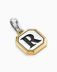 R Initial Amulet in Sterling Silver with 14K Yellow Gold, 17mm