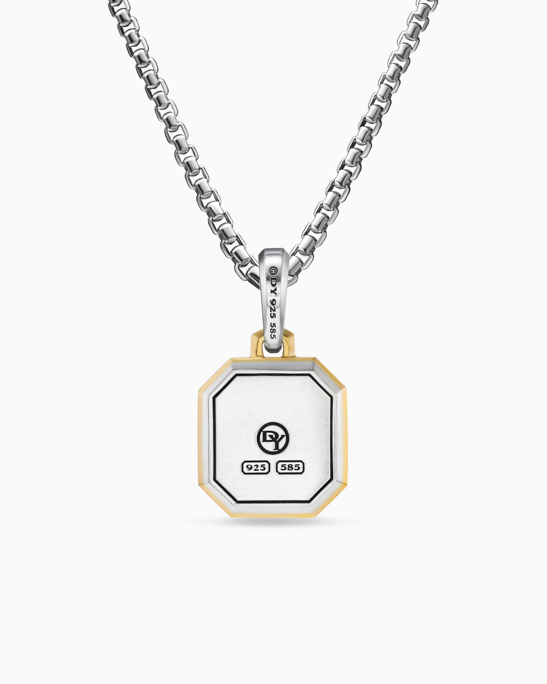 T Initial Amulet in Sterling Silver with 14K Yellow Gold, 17mm