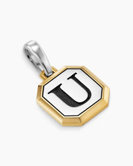 U Initial Amulet in Sterling Silver with 14K Yellow Gold, 17mm