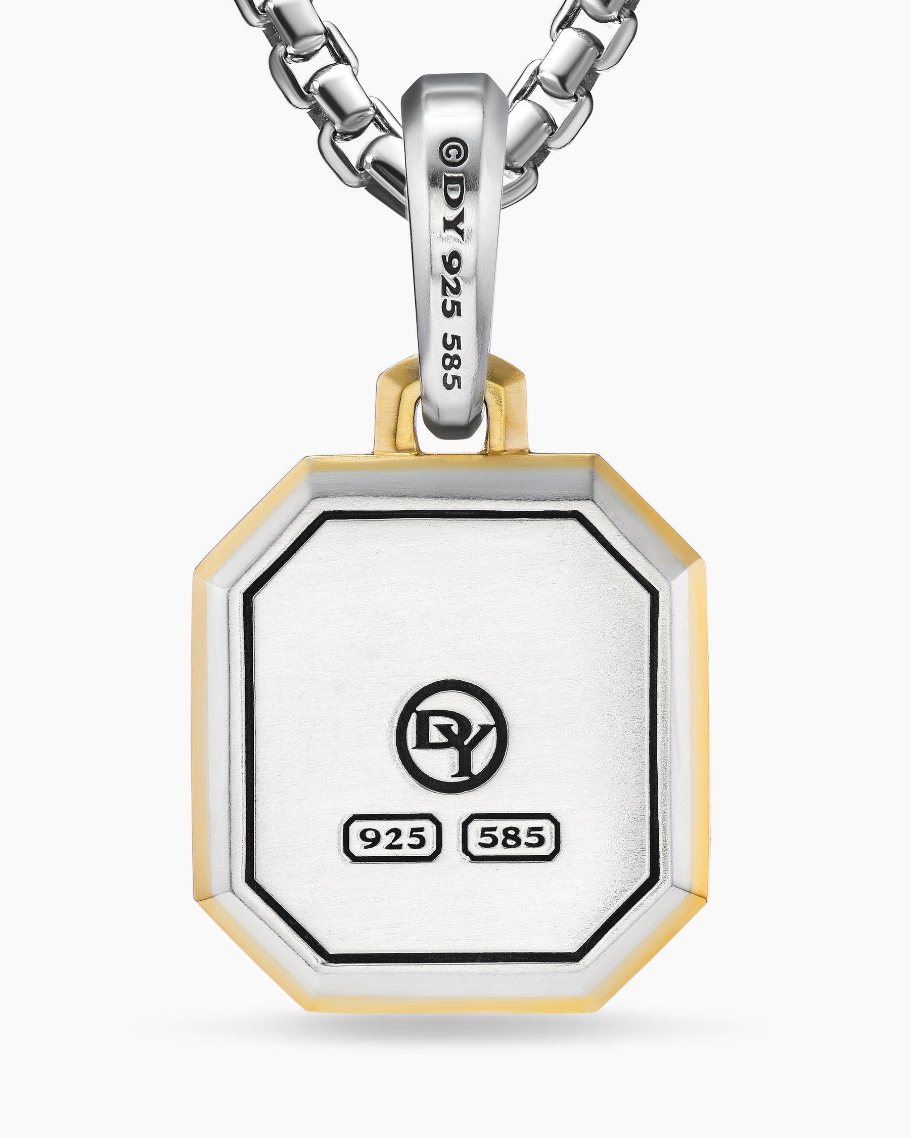 U Initial Amulet in Sterling Silver with 14K Yellow Gold, 17mm