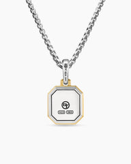 V Initial Amulet in Sterling Silver with 14K Yellow Gold, 17mm