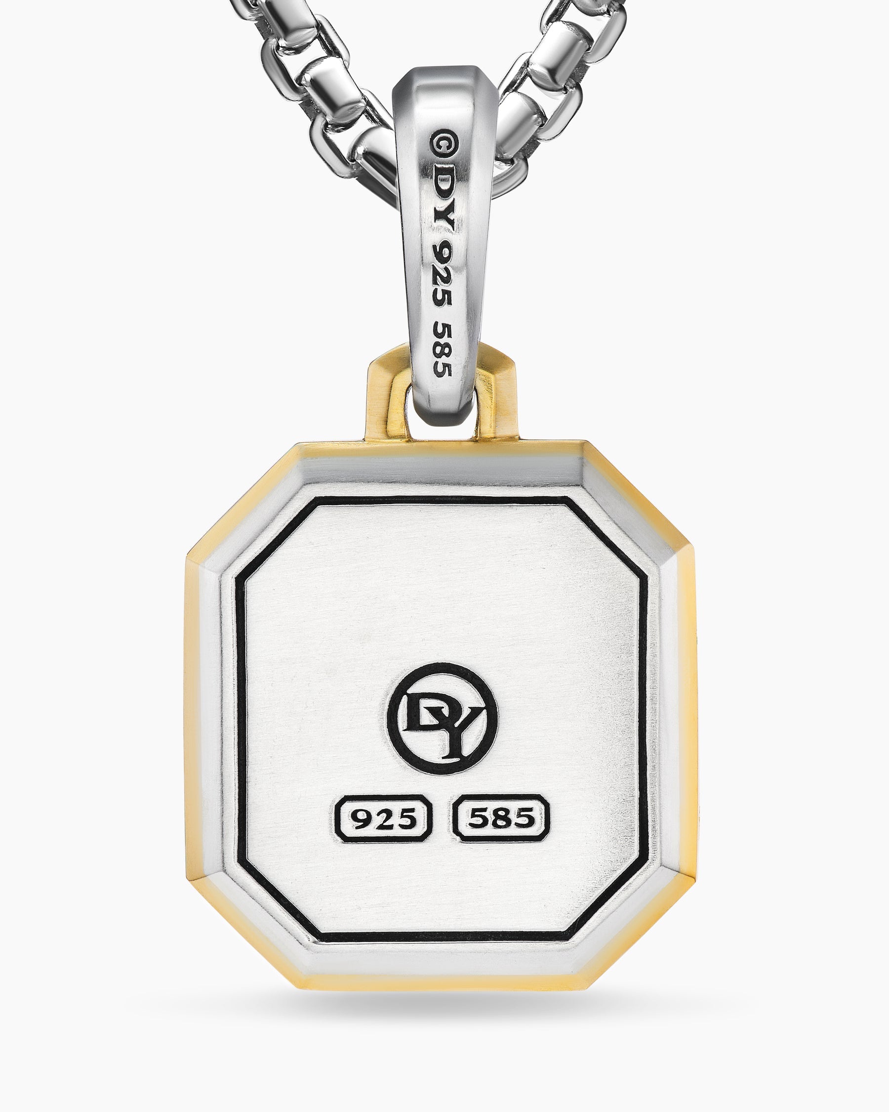 V Initial Amulet in Sterling Silver with 14K Yellow Gold, 17mm