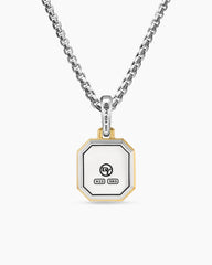 W Initial Amulet in Sterling Silver with 14K Yellow Gold, 17mm