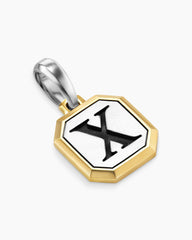 X Initial Amulet in Sterling Silver with 14K Yellow Gold, 17mm
