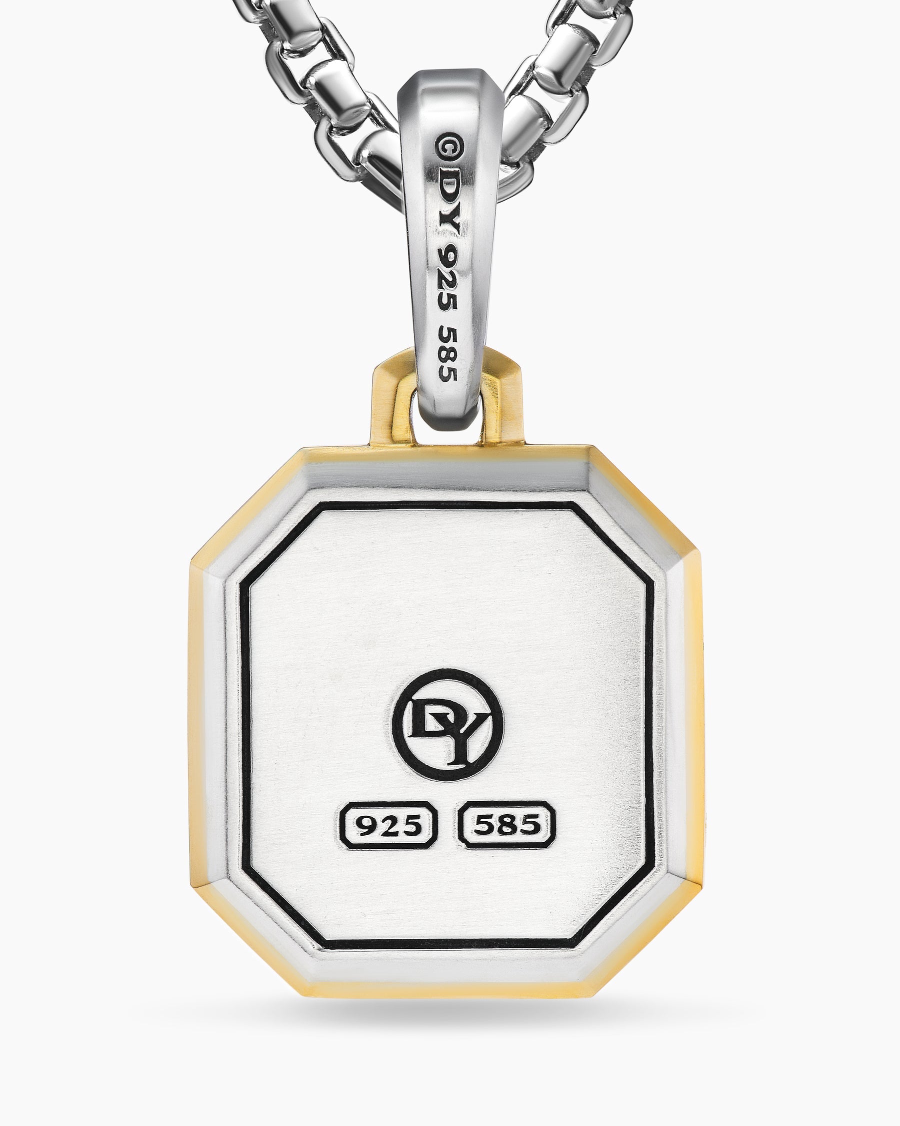 X Initial Amulet in Sterling Silver with 14K Yellow Gold, 17mm