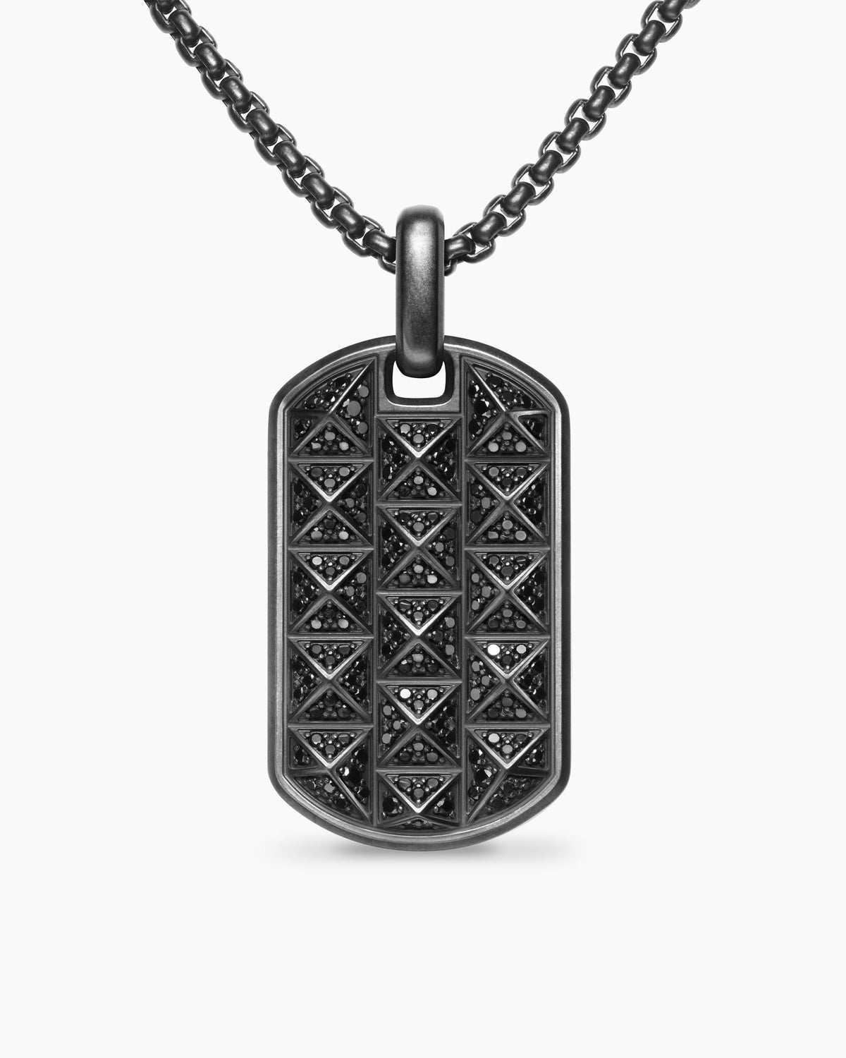 Pyramid Tag in Black Titanium with Black Diamonds, 35mm