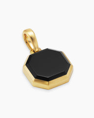 Faceted Stone Amulet in 18K Yellow Gold with Black Onyx, 16mm