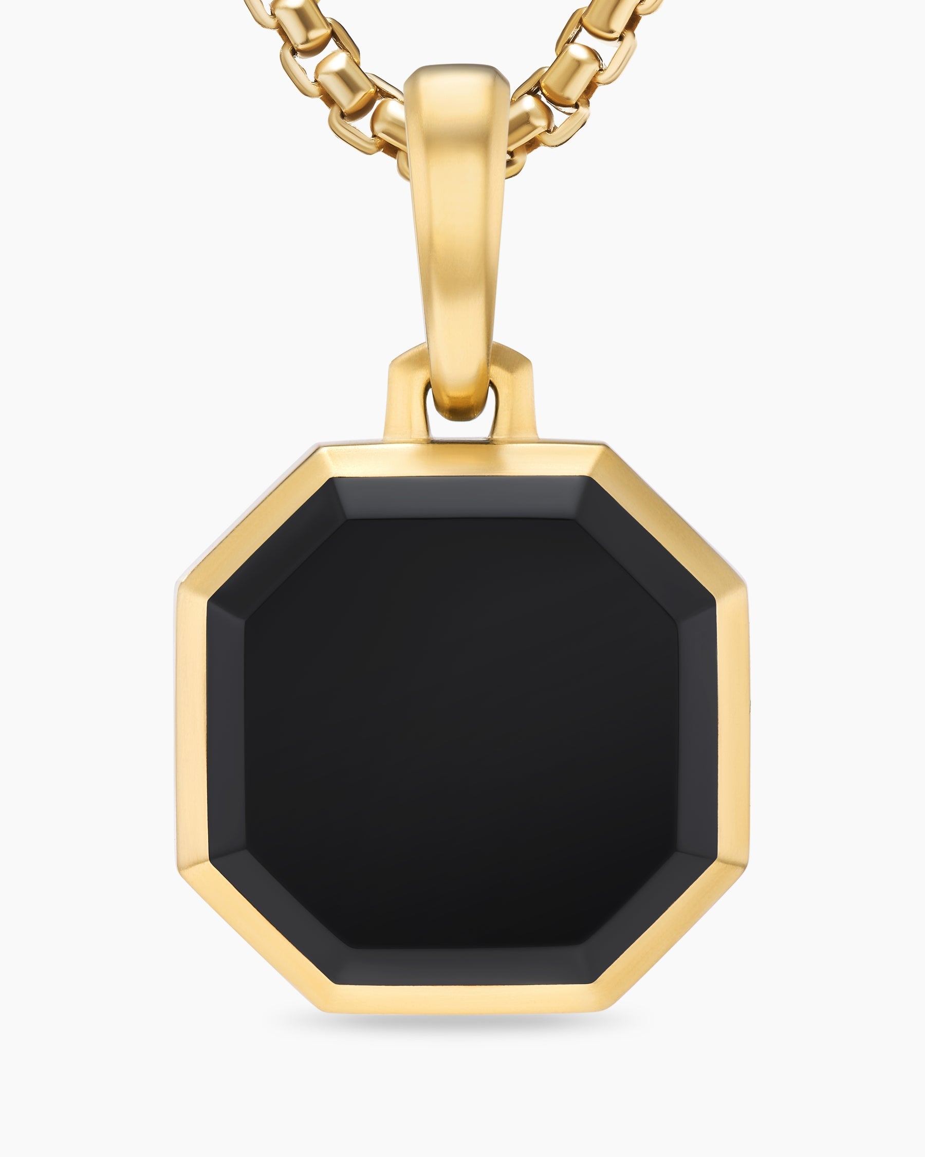 Faceted Stone Amulet in 18K Yellow Gold with Black Onyx, 16mm