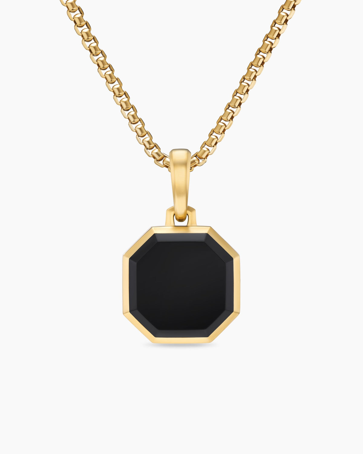 Faceted Stone Amulet in 18K Yellow Gold with Black Onyx, 16mm