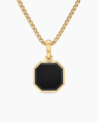 Faceted Stone Amulet in 18K Yellow Gold with Black Onyx, 16mm