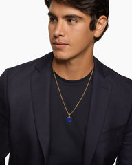 Faceted Stone Amulet in 18K Yellow Gold with Lapis, 16mm