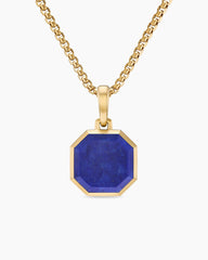 Faceted Stone Amulet in 18K Yellow Gold with Lapis, 16mm