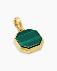 Faceted Stone Amulet in 18K Yellow Gold with Malachite, 16mm