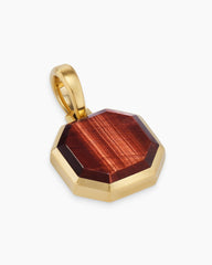 Faceted Stone Amulet in 18K Yellow Gold with Red Tiger's Eye, 16mm