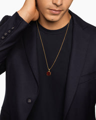 Faceted Stone Amulet in 18K Yellow Gold with Red Tiger's Eye, 16mm