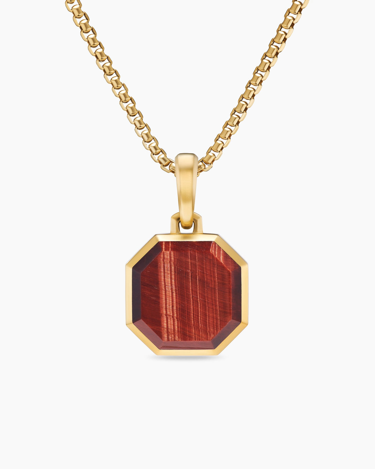 Faceted Stone Amulet in 18K Yellow Gold with Red Tiger's Eye, 16mm
