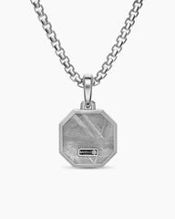 Faceted Stone Amulet in Sterling Silver with Meteorite, 16mm