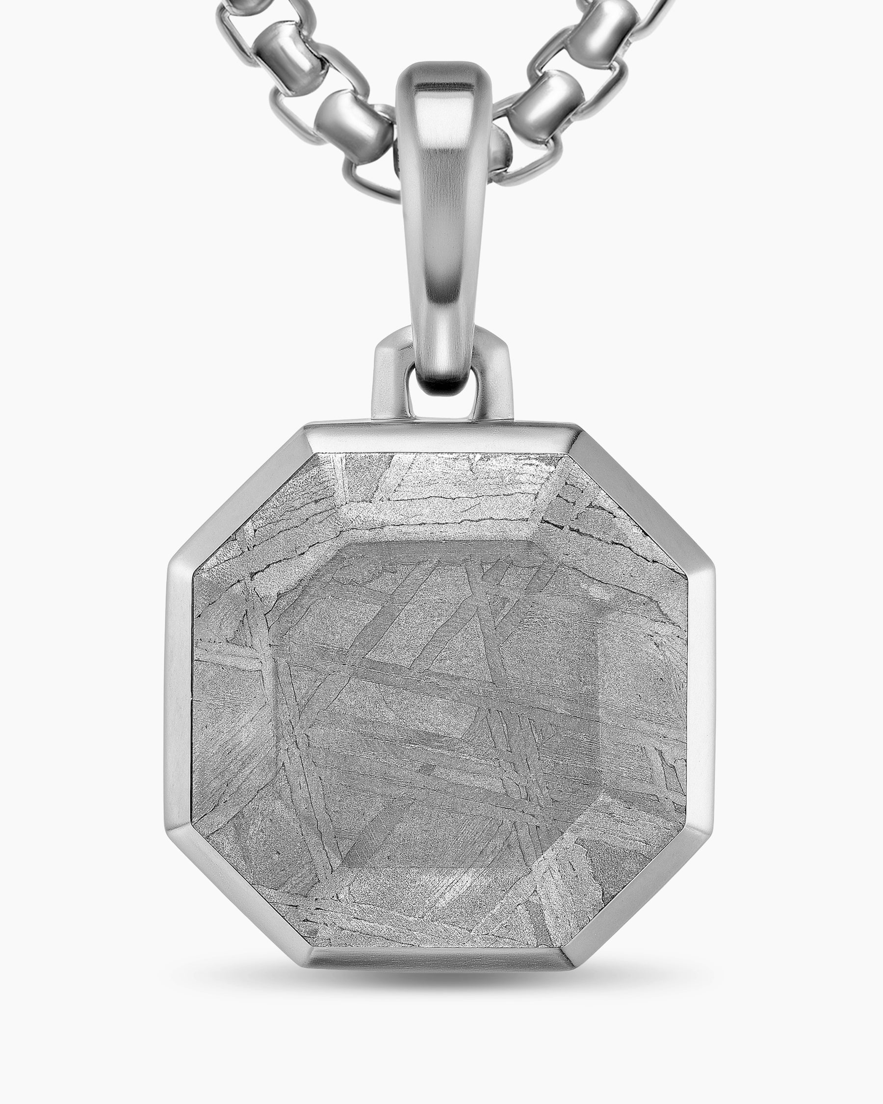 Faceted Stone Amulet in Sterling Silver with Meteorite, 16mm