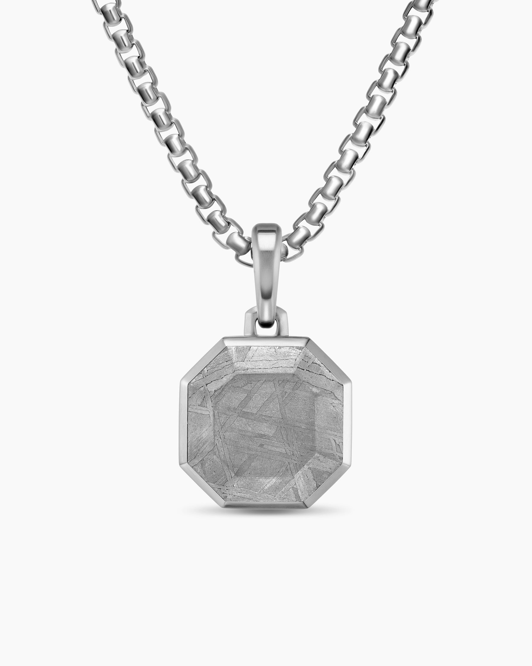 Faceted Stone Amulet in Sterling Silver with Meteorite, 16mm