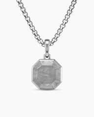 Faceted Stone Amulet in Sterling Silver with Meteorite, 16mm