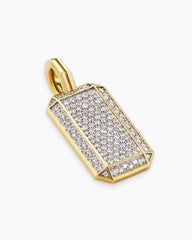 Octagonal Tag in 18K Yellow Gold with Diamonds, 27mm