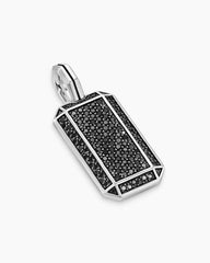Octagonal Tag in Sterling Silver with Black Diamonds, 27mm