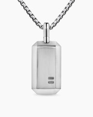 Octagonal Tag in Sterling Silver with Diamonds, 27mm