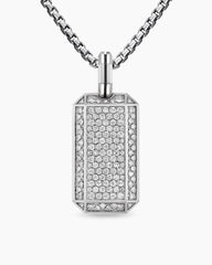 Octagonal Tag in Sterling Silver with Diamonds, 27mm